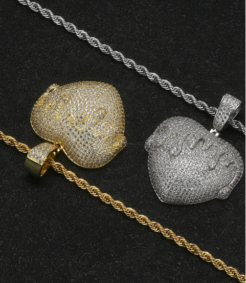 fashion hiphop iced out heart charms pendant