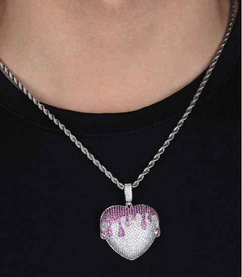 fashion hiphop iced out heart charms pendant