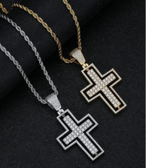 New popular gold and silver plated cross style pendant New popular gold and silver plated cross style pendant