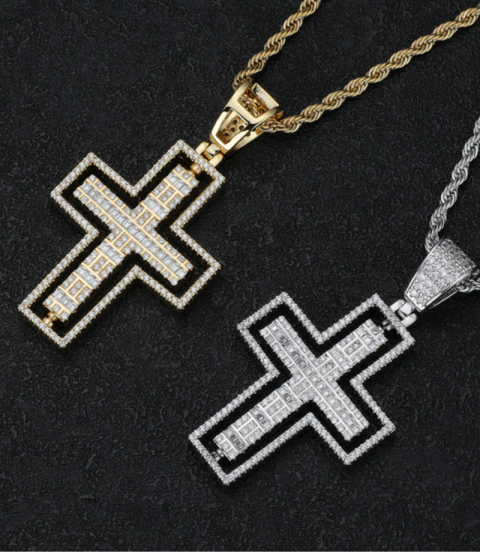 New popular gold and silver plated cross style pendant New popular gold and silver plated cross style pendant