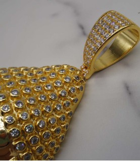 studded cz diamond gold plated Buddha head pendant