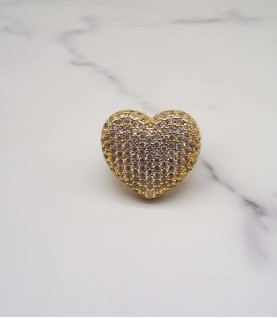 luxury gold plated full studded cz diamond full Love style ring