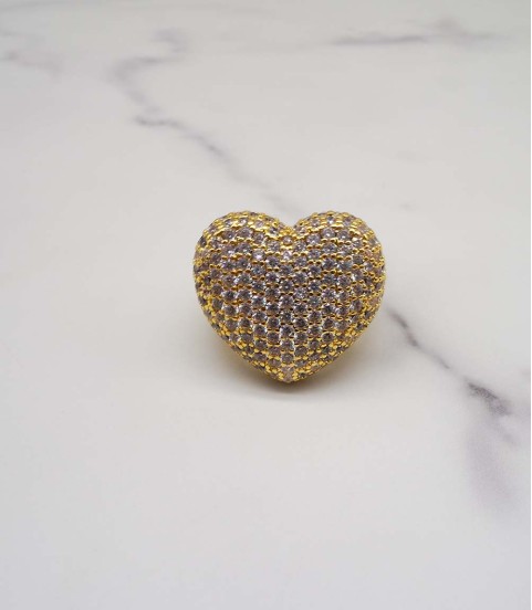 luxury gold plated full studded cz diamond full Love style ring