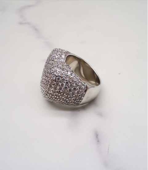 luxury gold plated full studded cz diamond full Love style ring