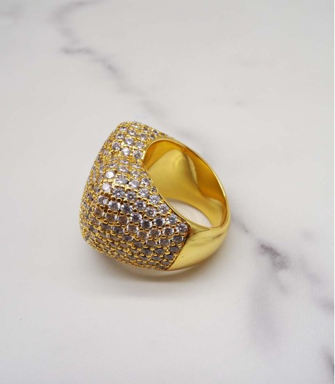 luxury gold plated full studded cz diamond full Love style ring