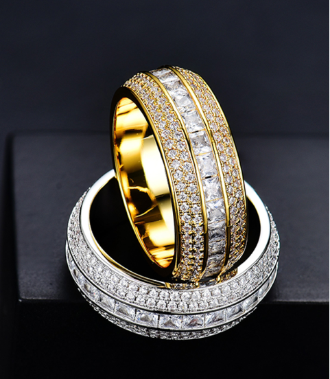 high quality luxury hiphop ice out bling ring