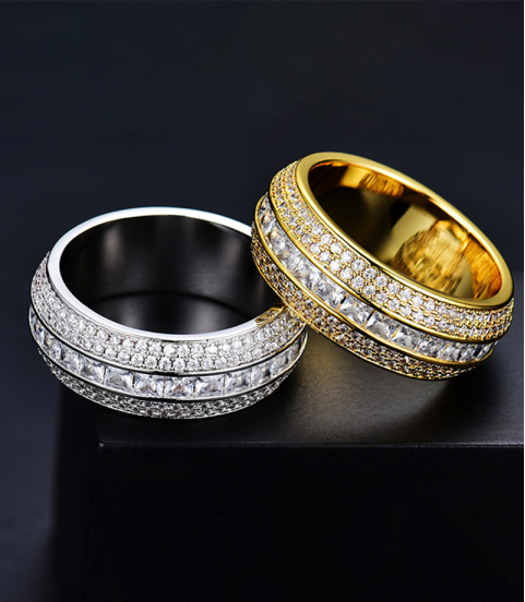 high quality luxury hiphop ice out bling ring