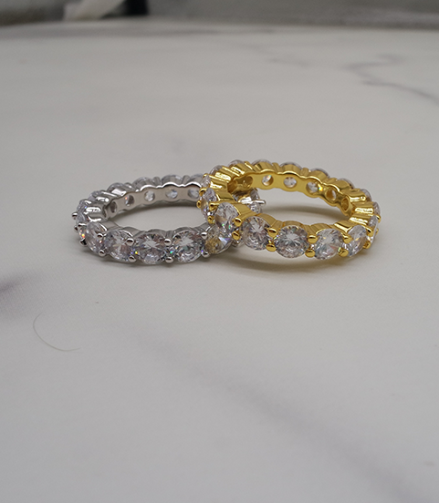 luxury gold plated full studded cz diamond ring