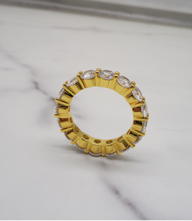 luxury gold plated full studded cz diamond ring