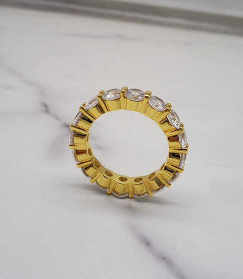 luxury gold plated full studded cz diamond ring