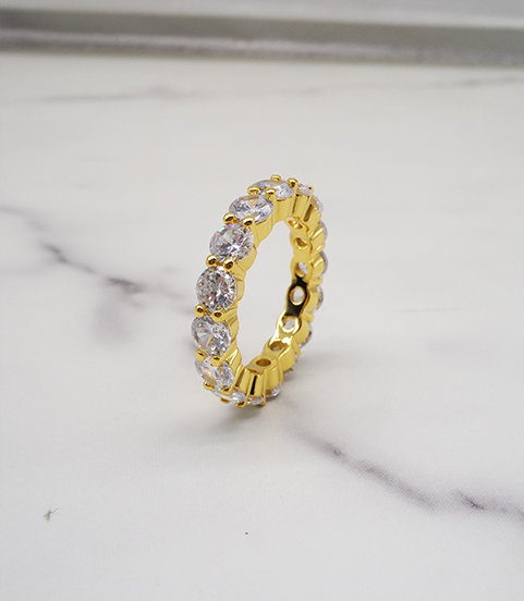 luxury gold plated full studded cz diamond ring