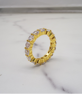 luxury gold plated full studded cz diamond ring