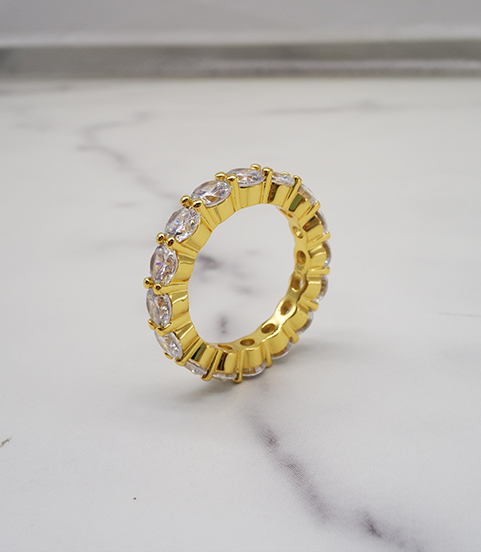 luxury gold plated full studded cz diamond ring