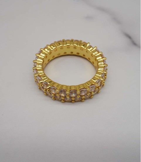 luxury double row gold plated full studded cz diamond ring luxury double row gold plated full studded cz diamond ring