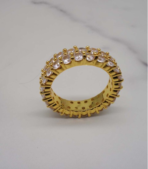 luxury double row gold plated full studded cz diamond ring luxury double row gold plated full studded cz diamond ring