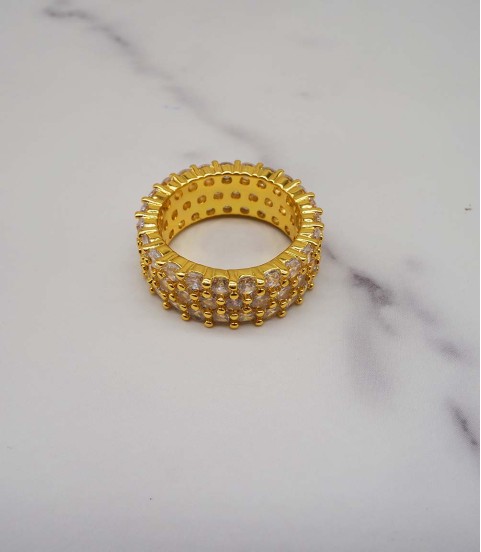 luxury triplex row full studded cz diamond gold plated ring luxury triplex row full studded cz diamond gold plated ring