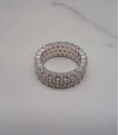 luxury triplex row full studded cz diamond gold plated ring luxury triplex row full studded cz diamond gold plated ring