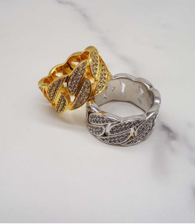 gold plated studded cz diamond ring