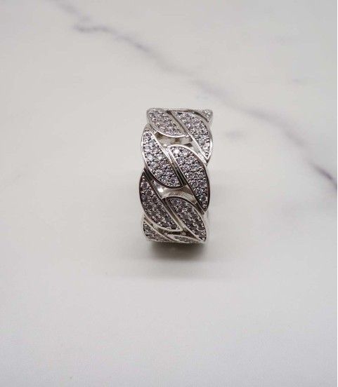 gold plated studded cz diamond ring